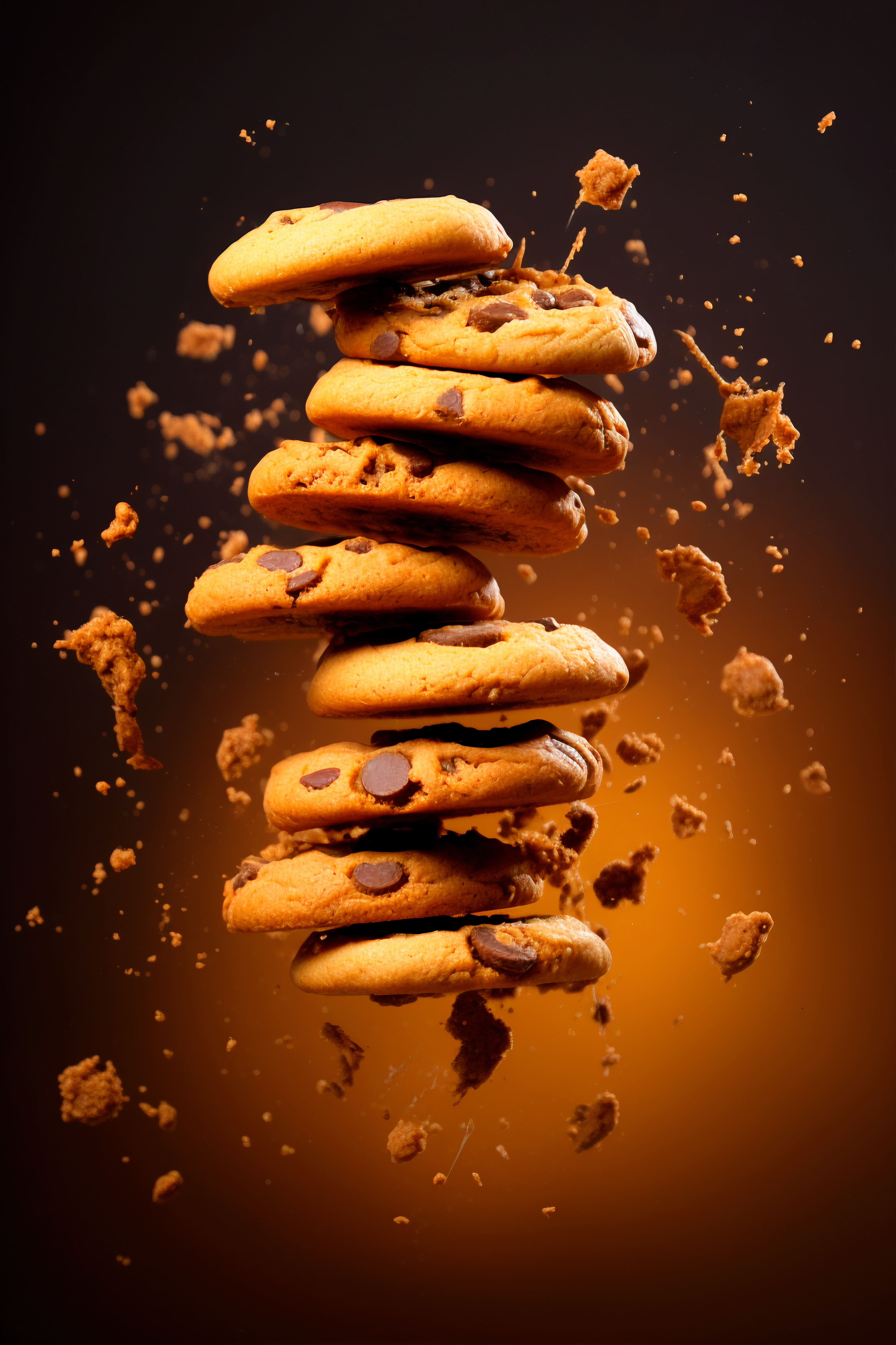 Freshly baked chocolate chip cookies